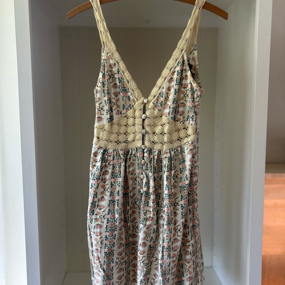 Topshop Floral Dress with Lace Accents